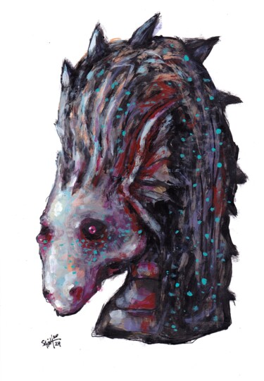 Painting titled "Mr. Drakonhorse" by Aksenov Ruslan, Original Artwork, Acrylic