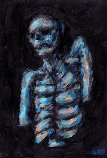 Peinture intitulée "Mr. Blue Sleeper" par Aksenov Ruslan, Œuvre d'art originale, Acrylique