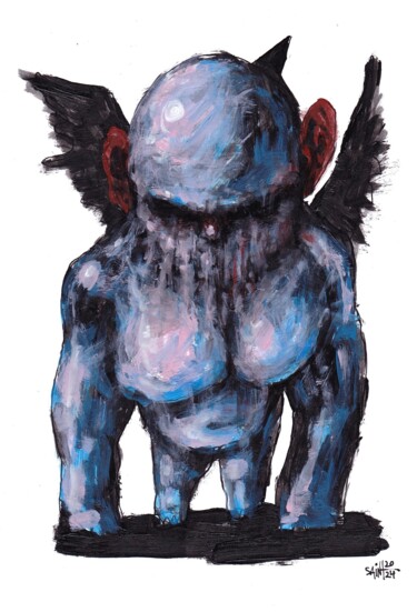 Painting titled "Mr. Blue Kong" by Aksenov Ruslan, Original Artwork, Acrylic