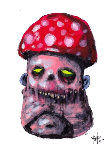 Painting titled "Mr. Mushroom" by Aksenov Ruslan, Original Artwork, Acrylic