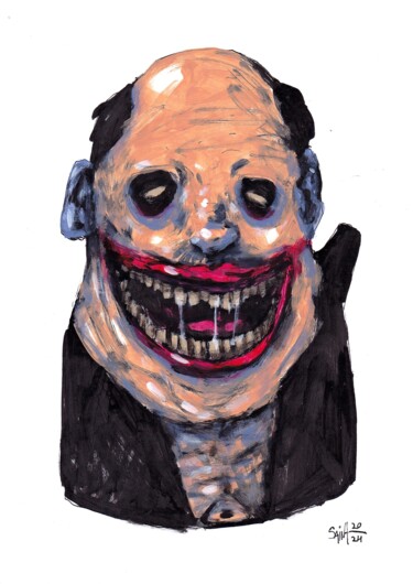 Pintura titulada "Mr. Old zombie" por Aksenov Ruslan, Obra de arte original, Acrílico