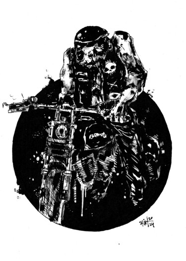 Картина под названием "Mr. Biker" - Аксенов Руслан, Подлинное произведение искусства, Акрил