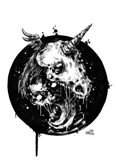 绘画 标题为“Mr. Black unicorn” 由Аксенов Руслан, 原创艺术品, 丙烯