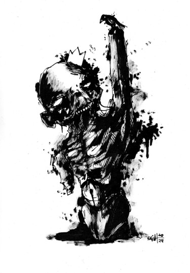 Картина под названием "Mr. Black bird ink" - Аксенов Руслан, Подлинное произведение искусства, Акрил