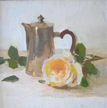 Malerei mit dem Titel "Old coffee pot" von Aksenova Viktoria (Viktoria Linda), Original-Kunstwerk, Öl Auf Keilrahmen aus Hol…