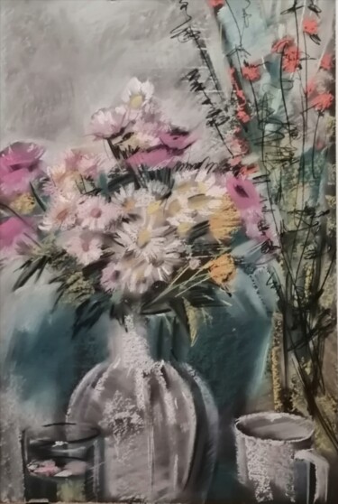 Malerei mit dem Titel "Сухоцветы" von Aksinia, Original-Kunstwerk, Pastell