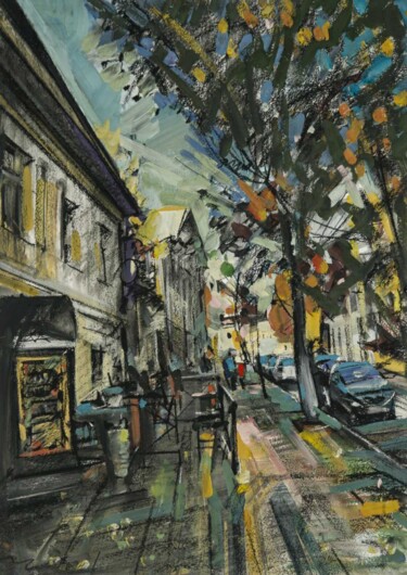 "Уличное кафе" başlıklı Resim Aksinia tarafından, Orijinal sanat, Guaş boya