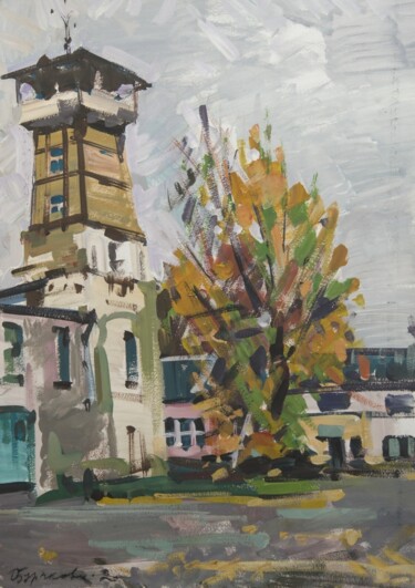 Painting titled "В городе N" by Aksinia, Original Artwork, Gouache