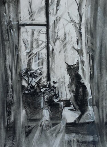 Painting titled "March. Series 12 mo…" by Aksinia, Original Artwork, Charcoal