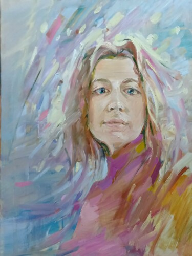 Картина под названием "Portrait of a girl…" - Aksinia, Подлинное произведение искусства, Масло Установлен на Деревянная рама…