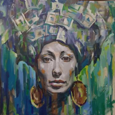 绘画 标题为“Money Goddess” 由Aksinia, 原创艺术品, 油 安装在木质担架架上