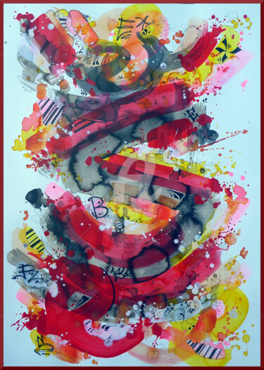 Peinture intitulée "Abstract S4B" par Akso, Œuvre d'art originale, Encre