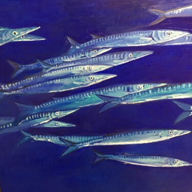 Painting titled "Les Barracudas" by Aline Eskenazi, Original Artwork, Oil