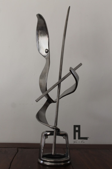 Sculpture intitulée "Violoncelliste" par Al Fer, Œuvre d'art originale, Métaux