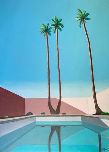 Painting titled "Sous les palmiers" by Al Freno, Original Artwork, Acrylic