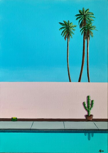 Malarstwo zatytułowany „Le cactus au bord d…” autorstwa Al Freno, Oryginalna praca, Akryl