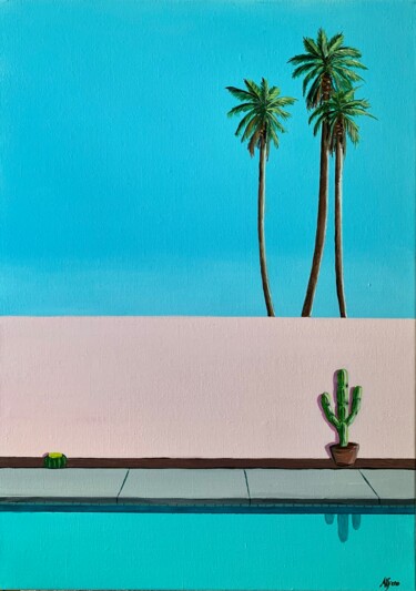 Le cactus au bord de l’eau Painting titled "Le cactus au bord d…" by Al Freno, Original Art, Acrylic
