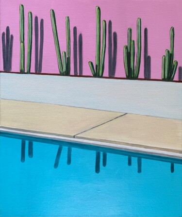 Malerei mit dem Titel "Pink cactus" von Al Freno, Original-Kunstwerk, Acryl