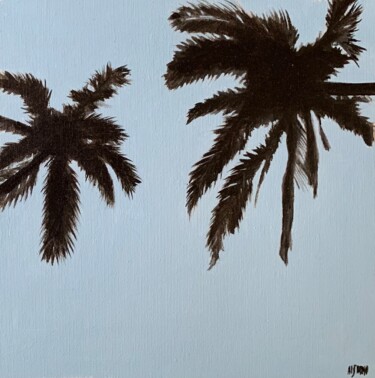 Painting titled "Below the palm trees" by Al Freno, Original Artwork, Oil