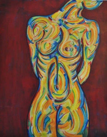 Peinture intitulée "Naked red" par Annie Laforge, Œuvre d'art originale