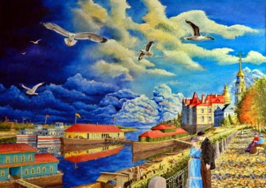 Painting titled "Рыбинск 1912 год" by Aleksandr Belianov, Original Artwork, Oil