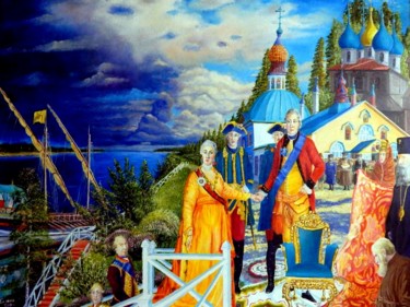 Картина под названием "Екатерина II, Рыбна…" - Александр Белянов, Подлинное произведение искусства, Масло