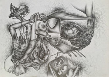 Existential Dialogues Drawing titled "Existential Dialogu…" by Alaa Misto, Original Art, Pencil