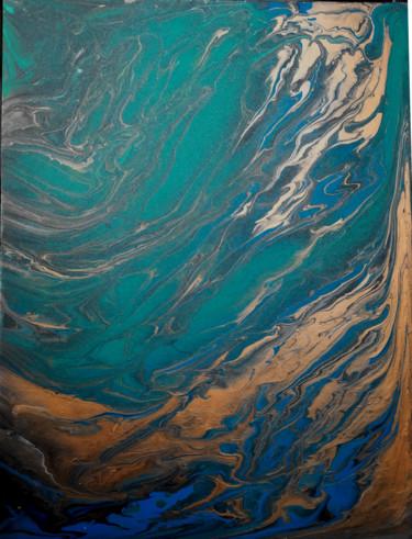 Картина под названием "Turquoise gold" - A.L.A, Подлинное произведение искусства, Акрил