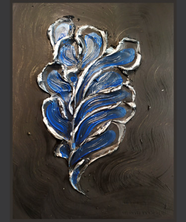 Картина под названием "Blue flower" - A.L.A, Подлинное произведение искусства, Акрил Установлен на Деревянная рама для носил…