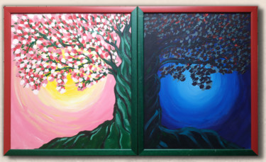 Картина под названием "Trees of life" - A.L.A, Подлинное произведение искусства, Акрил Установлен на Деревянная рама для нос…