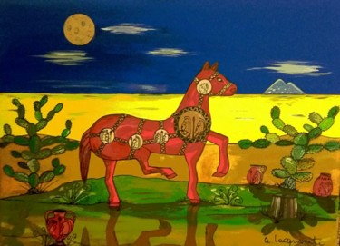 Pintura titulada "I cavalli di Medma…" por Mateci-Antonio Lucio Rudy Lacquaniti, Obra de arte original, Acrílico