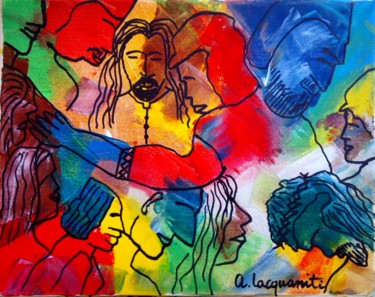 Pittura intitolato "Uomini e donne cond…" da Mateci-Antonio Lucio Rudy Lacquaniti, Opera d'arte originale, Acrilico
