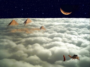 Photographie intitulée "Camel Rider on the…" par Aladin Abdel Naby, Œuvre d'art originale, Photographie manipulée