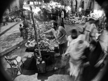 Photography titled "A Vendor in a busy…" by Aladin Abdel Naby, Original Artwork, Digital Photography