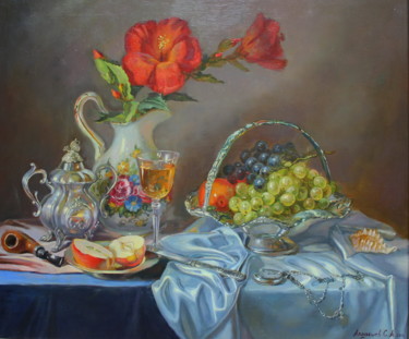 Peinture intitulée "Натюрморт с виногра…" par Sergei Aladyshev, Œuvre d'art originale, Huile