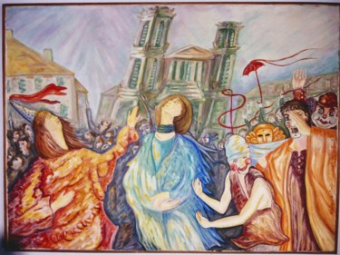 Painting titled "la Fête des fous Be…" by Alain Fidon, Original Artwork, Oil