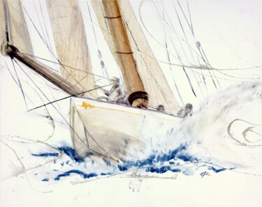 Pittura intitolato "Le voilier Mariska…" da Alain Abramatic, Opera d'arte originale, Olio