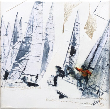 Картина под названием "Bousculade au dépar…" - Alain Abramatic, Подлинное произведение искусства, Масло Установлен на Деревя…