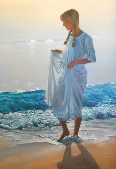 Painting titled "Alla au bord de la…" by Alain Amar, Original Artwork, Oil