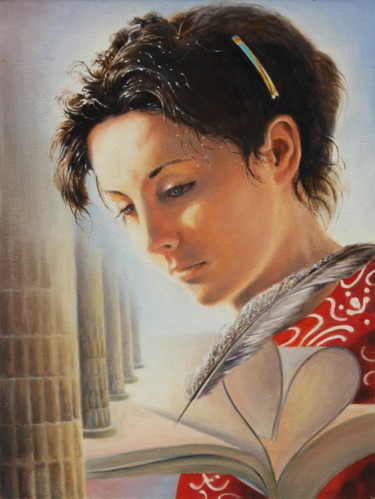 Pittura intitolato "Claudine Letourneur…" da Alain Amar, Opera d'arte originale, Olio