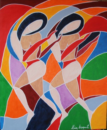 Painting titled "FOLIES BERGERES" by Alain Arnouil, Original Artwork, Acrylic Mounted on Wood Stretcher frame