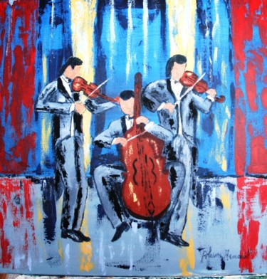 Painting titled "TRIO A CORDES" by Alain Arnouil, Original Artwork, Acrylic Mounted on Wood Stretcher frame