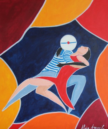 Painting titled "TANGO SI" by Alain Arnouil, Original Artwork, Acrylic Mounted on Wood Stretcher frame