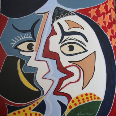 Painting titled "SOUS LE MAQUILLAGE" by Alain Arnouil, Original Artwork, Acrylic Mounted on Wood Stretcher frame