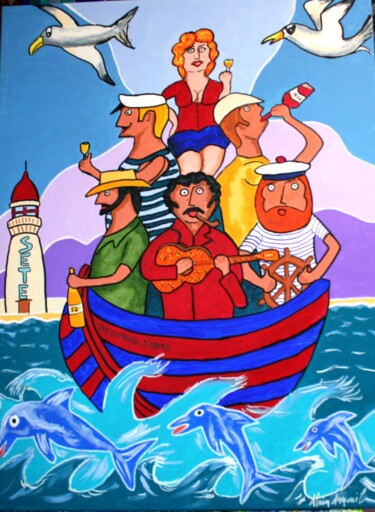 Painting titled "les copains d'abord" by Alain Arnouil, Original Artwork, Acrylic