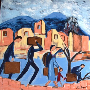 Картина под названием "Exilés" - Alain Arnouil, Подлинное произведение искусства, Акрил Установлен на Деревянная рама для но…