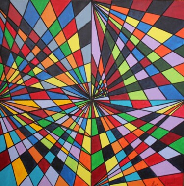 Schilderij getiteld "KALEIDOSCOPE" door Alain Arnouil, Origineel Kunstwerk, Acryl Gemonteerd op Frame voor houten brancard