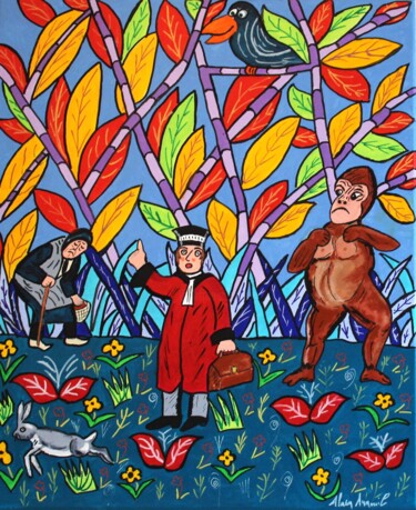 Pintura titulada "LE GORILLE, LA VIEI…" por Alain Arnouil, Obra de arte original, Acrílico Montado en Bastidor de camilla de…
