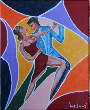 Painting titled "AIMEZ VOUS LE TANGO" by Alain Arnouil, Original Artwork, Acrylic Mounted on Wood Stretcher frame