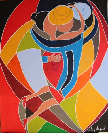 Painting titled "ROUGE TANGO" by Alain Arnouil, Original Artwork, Acrylic Mounted on Wood Stretcher frame